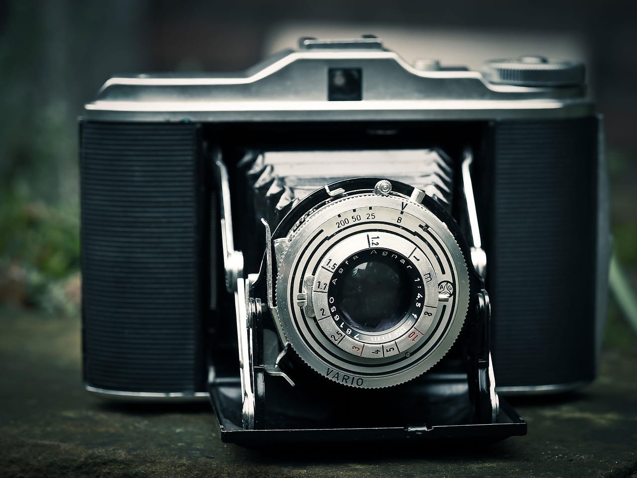 A vintage folding camera
