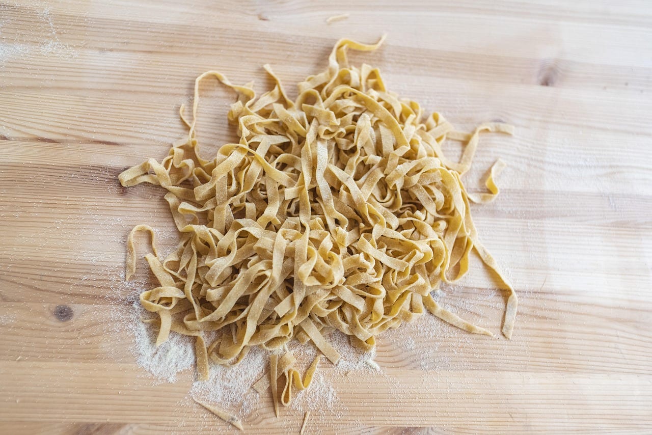Fresh tagliatelle cut by hand